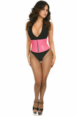 Daisy Corsets Top Drawer Bubblegum Pink Patent Steel Boned Mini Cincher - Flyclothing LLC