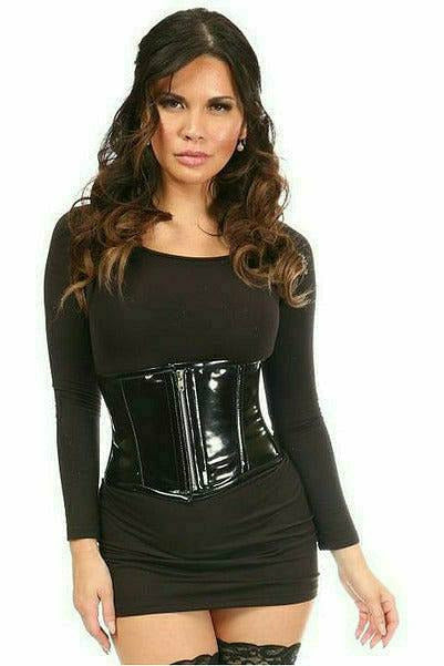 Daisy Corsets Top Drawer Black Patent Steel Boned Mini Cincher