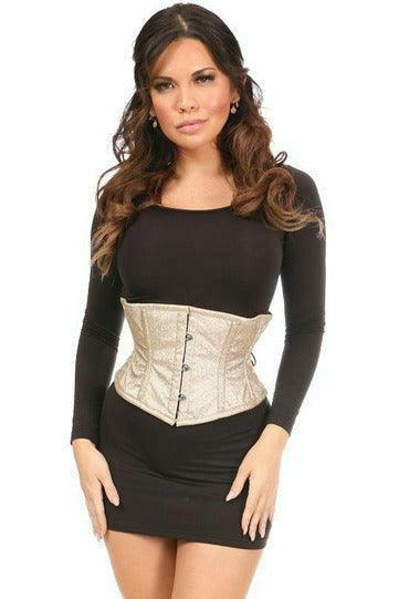 Top Drawer Golden Glow Glitter Steel Boned Mini Cincher - Flyclothing LLC