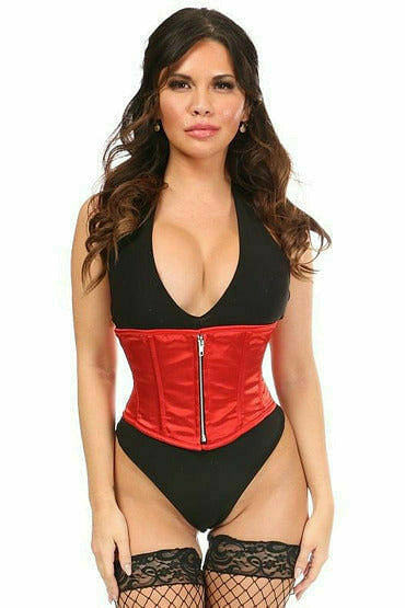 Daisy Corsets Top Drawer Red Satin Steel Boned Mini Cincher