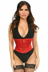 Daisy Corsets Top Drawer Red Satin Steel Boned Mini Cincher - Flyclothing LLC