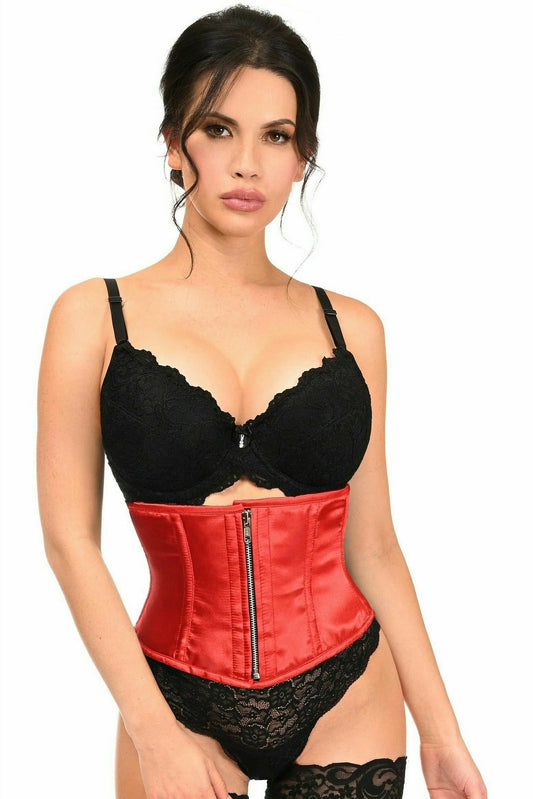 Daisy Corsets Top Drawer Red Satin Steel Boned Mini Cincher