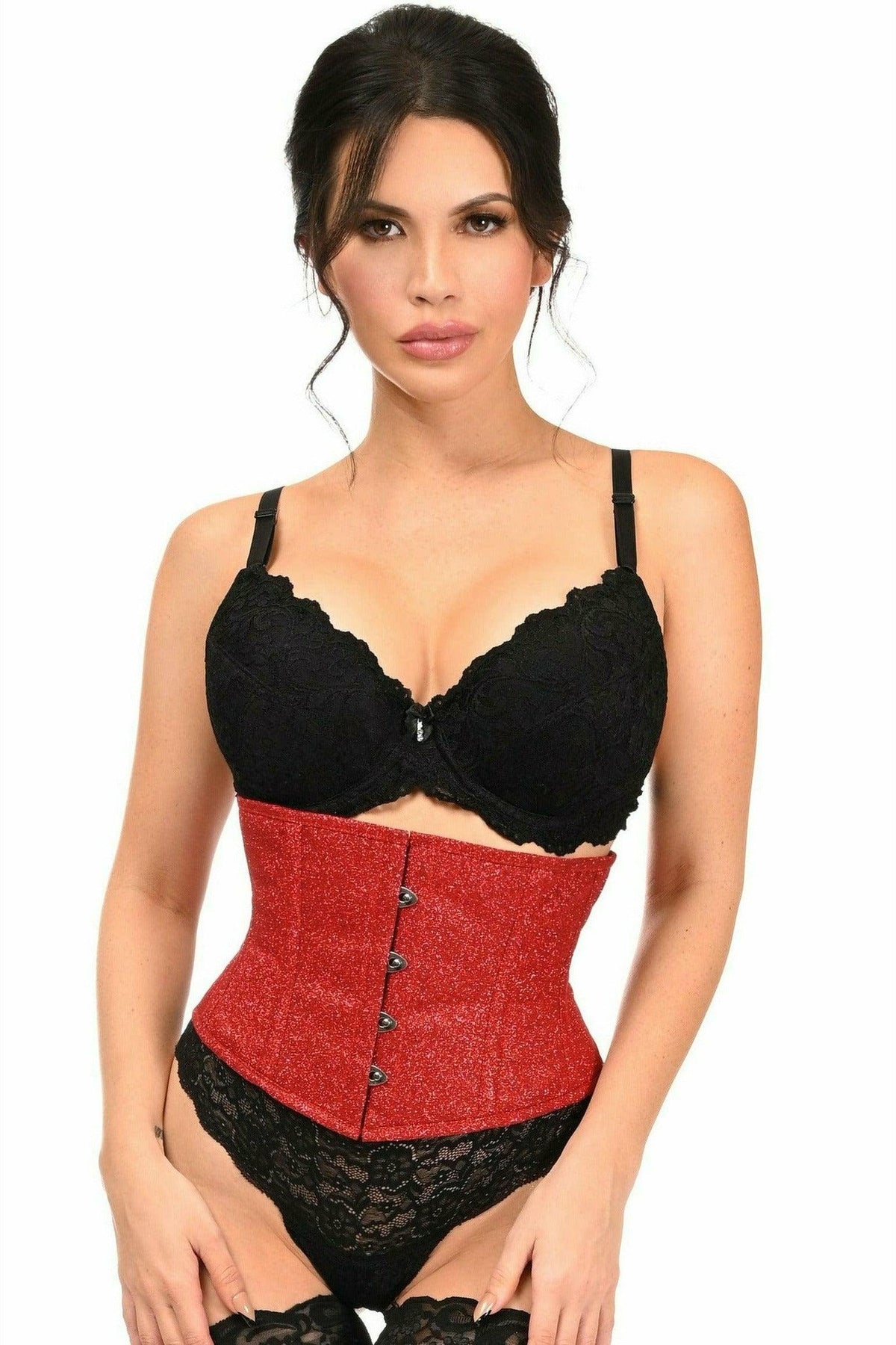 Daisy Corsets Top Drawer Cherry Bomb Glitter Steel Boned Mini Cincher