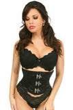 Daisy Corsets Top Drawer Black Satin Steel Boned Mini Cincher w/Clasps