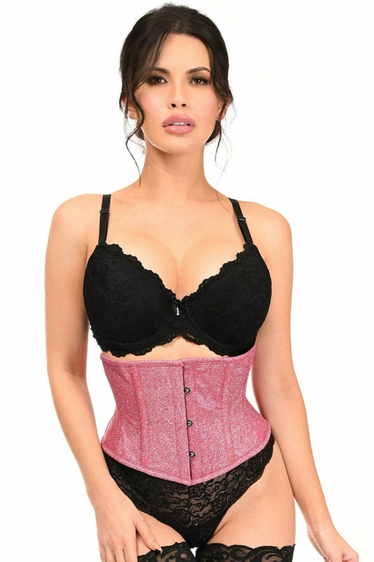 Daisy Corsets Top Drawer Fierce Fuchsia Glitter Steel Boned Mini Cincher