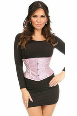 Daisy Corsets Top Drawer Posh Pink Glitter Steel Boned Mini Cincher - Flyclothing LLC