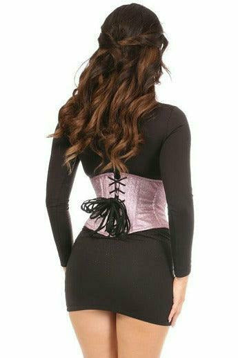 Daisy Corsets Top Drawer Posh Pink Glitter Steel Boned Mini Cincher - Flyclothing LLC