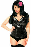 Daisy Corsets Top Drawer Black Sequin Steel Boned Corset