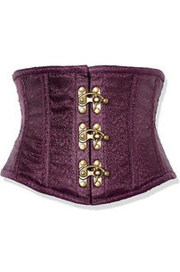 Daisy Corsets Top Drawer Plum Brocade Steel Boned Mini Cincher w/Clasps