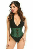 Daisy Corsets Top Drawer Dark Green Brocade Steel Boned Mini Cincher w/Clasps - Flyclothing LLC