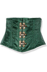 Daisy Corsets Top Drawer Dark Green Brocade Steel Boned Mini Cincher w/Clasps