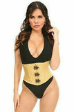 Daisy Corsets Top Drawer Gold Brocade Steel Boned Mini Cincher w/Clasps - Flyclothing LLC