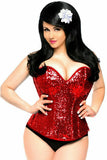 Daisy Corsets Top Drawer Red Sequin Steel Boned Corset