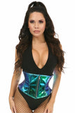 Daisy Corsets Top Drawer Teal/Blue Holo Steel Boned Mini Cincher