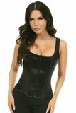 Daisy Corsets Top Drawer Black Satin Steel Boned Uniforming Corset w/Straps - Flyclothing LLC