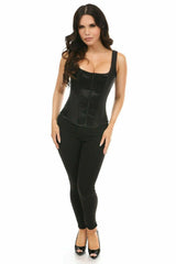 Daisy Corsets Top Drawer Black Satin Steel Boned Corset w/Straps - Flyclothing LLC