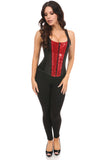 Daisy Corsets Top Drawer Black Satin & Red Sequin Steel Boned Corset w/Straps - Flyclothing LLC