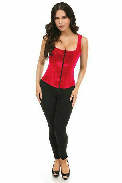 Daisy Corsets Top Drawer Red Satin Steel Boned Corset w/Straps - Flyclothing LLC
