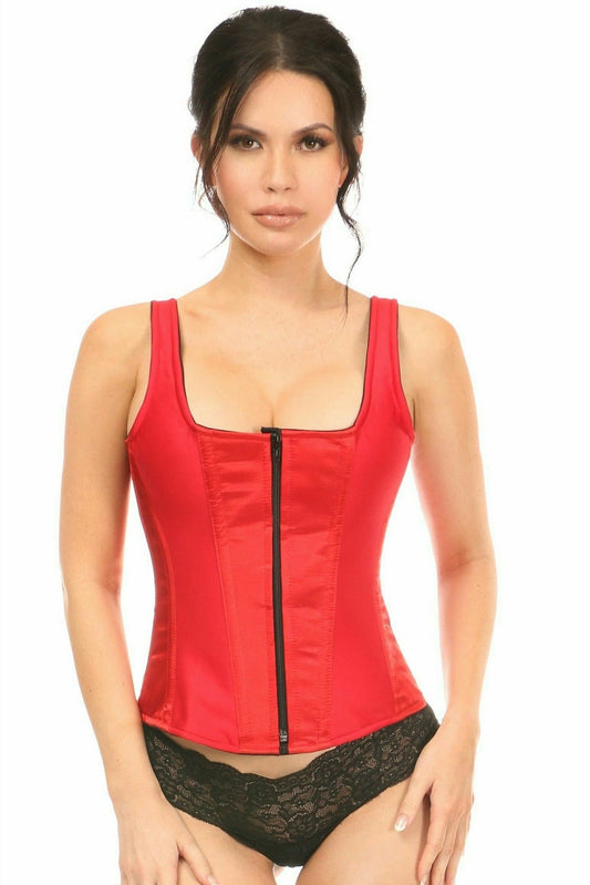 Daisy Corsets Top Drawer Red Satin Steel Boned Corset w/Straps