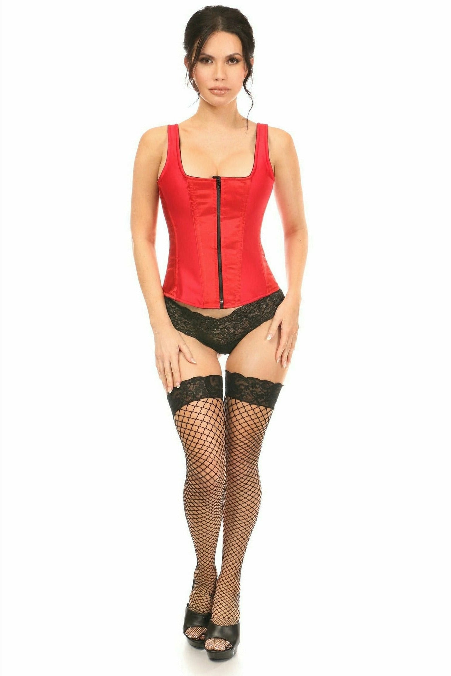 Daisy Corsets Top Drawer Red Satin Steel Boned Corset w/Straps - Flyclothing LLC