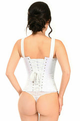 Daisy Corsets Top Drawer White Satin Steel Boned Corset w/Straps - Flyclothing LLC