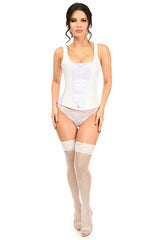 Daisy Corsets Top Drawer White Satin Steel Boned Corset w/Straps - Flyclothing LLC