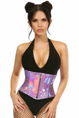 Daisy Corsets Top Drawer Lavender Holo Steel Boned Mini Cincher