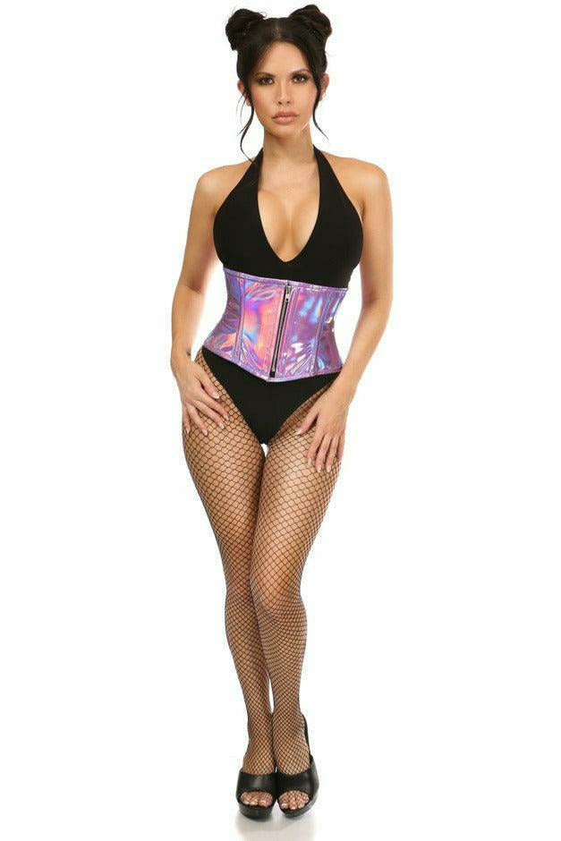 Daisy Corsets Top Drawer Lavender Holo Steel Boned Mini Cincher