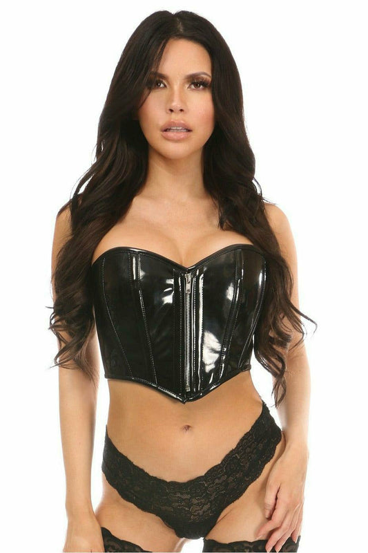 Daisy Corsets Top Drawer Black Patent Bustier Top w/Zipper