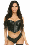 Daisy Corsets Top Drawer Black Faux Leather Bustier Top w/Zipper - Flyclothing LLC