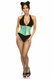 Daisy Corsets Top Drawer Mint Green Holo Steel Boned Mini Cincher - Flyclothing LLC