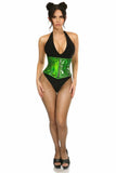 Daisy Corsets Top Drawer Green Holo Steel Boned Mini Cincher - Flyclothing LLC