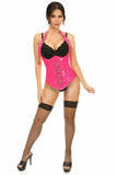 Daisy Corsets Top Drawer Steel Boned Hot Pink Patent PVC Vinyl Underbust Corset Top - Flyclothing LLC