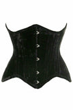 Daisy Corsets Top Drawer Black Velvet Double Steel Boned Curvy Cut Waist Cincher Corset