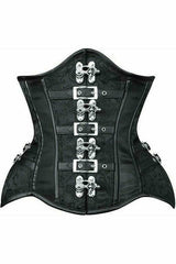 Daisy Corsets Top Drawer Black Brocade Steel Boned Underbust Corset w/Buckles