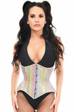 Daisy Corsets Top Drawer Rainbow Glitter Double Steel Boned Curvy Cut Waist Cincher Corset