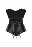 Daisy Corsets Top Drawer Black Faux Leather Lace-Up Steel Boned Corset