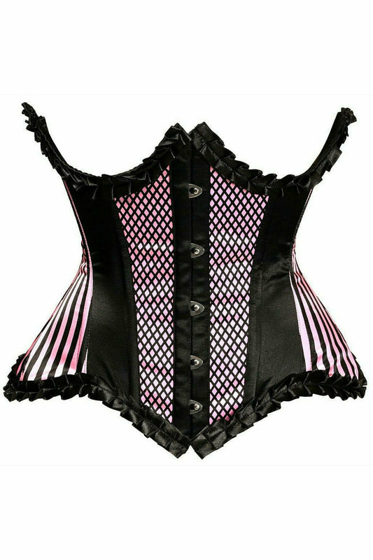 Daisy Corsets Top Drawer Pink Burlesque Underwire Curvy Cut Waist Cincher Corset