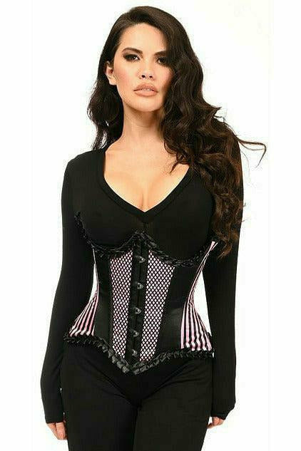 Daisy Corsets Top Drawer Pink Burlesque Underwire Curvy Cut Waist Cincher Corset