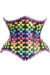 Daisy Corsets USA Top Drawer Rainbow Hearts Double Steel Boned Curvy Cut Underbust Cincher Corset