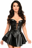 Daisy Corsets Top Drawer Black Faux Leather Steel Boned Corset Dress