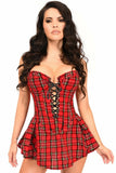 Daisy Corsets Top Drawer Red Plaid Steel Boned Corset Dress