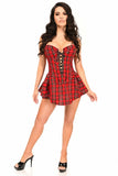 Daisy Corsets Top Drawer Red Plaid Steel Boned Corset Dress - Flyclothing LLC