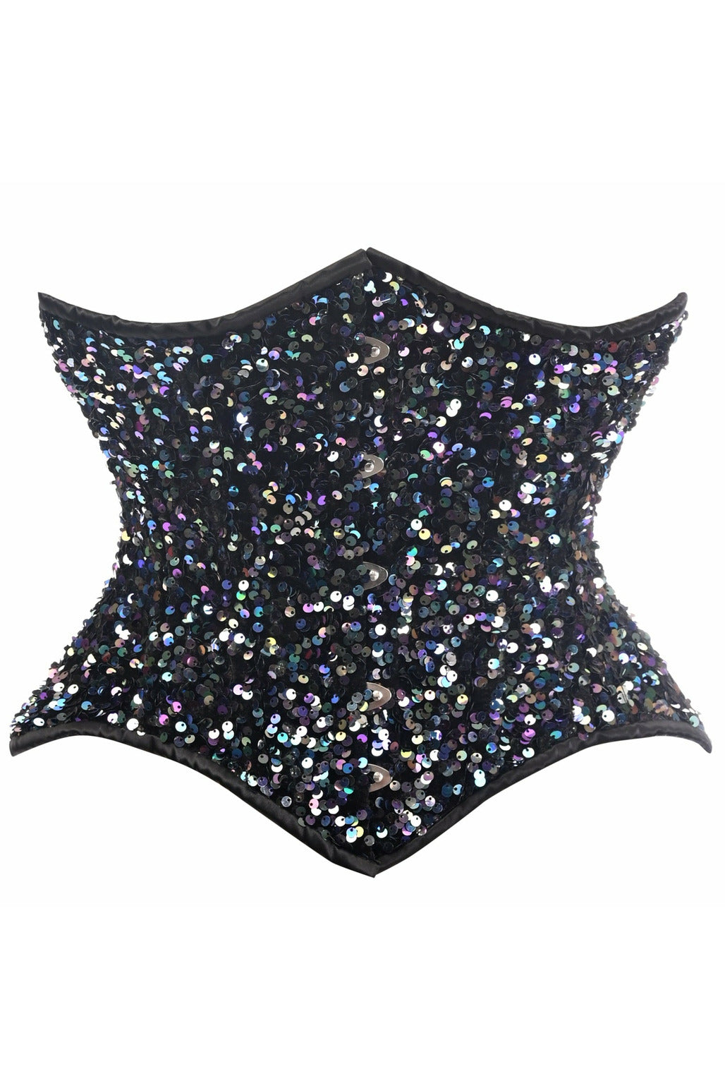 Daisy Corsets Top Drawer Multi Sequin Steel Boned Curvy Cut Waist Cincher Corset