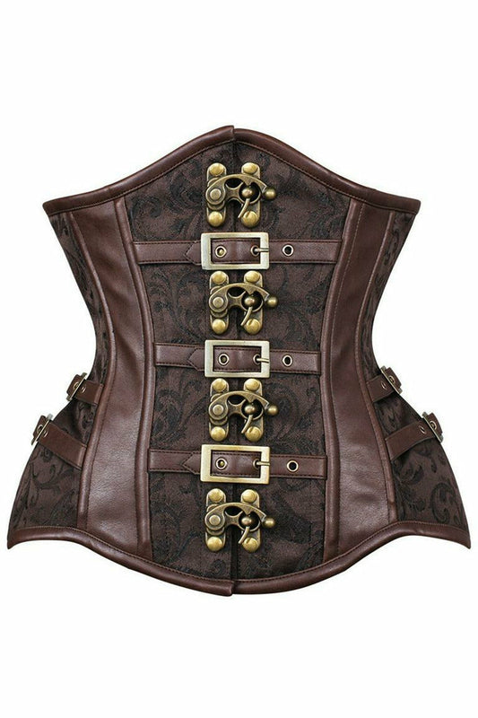 Daisy Corsets Top Drawer Brown Brocade Steampunk Steel Boned Underbust Corset