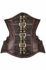 Top Drawer Brown Brocade Steampunk Steel Boned Underbust Corset - Flyclothing LLC