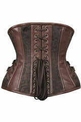 Top Drawer Brown Brocade Steampunk Steel Boned Underbust Corset - Flyclothing LLC