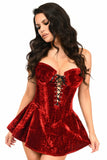 Daisy Corsets Top Drawer Dark Red Velvet Steel Boned Corset Dress