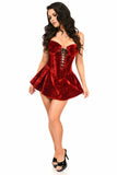 Daisy Corsets Top Drawer Dark Red Velvet Steel Boned Corset Dress - Flyclothing LLC