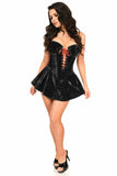 Daisy Corsets Top Drawer Black Velvet Steel Boned Corset Dress - Flyclothing LLC